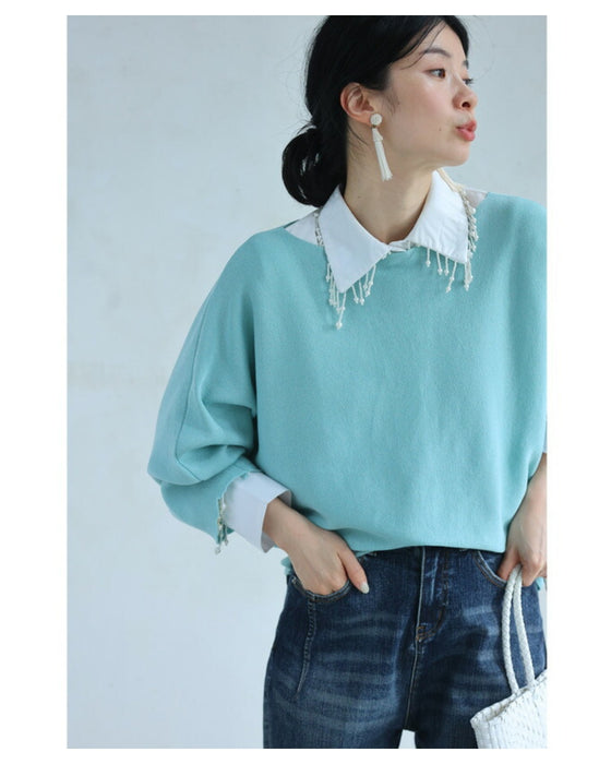 届いた日から即戦力 着回し 2点セット リラックスニットカットソーとラインニットスカート