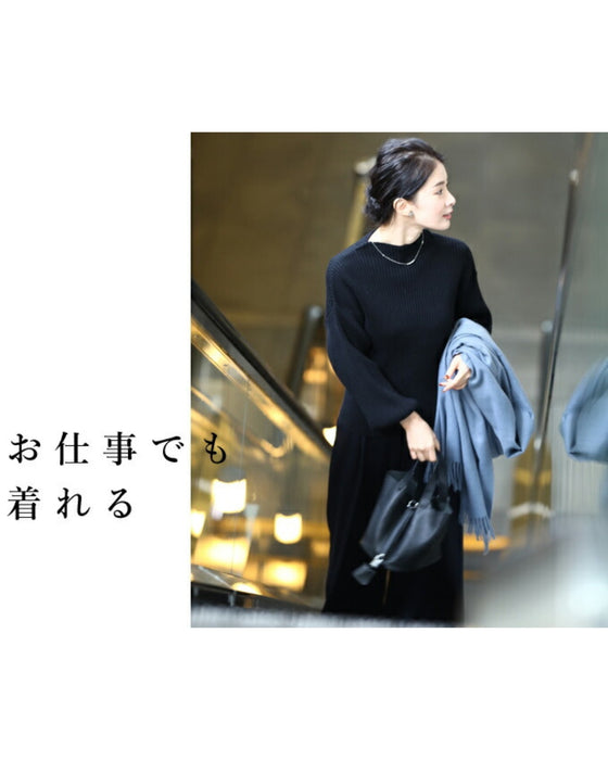 Long sleeve puffy and off-neck knit top