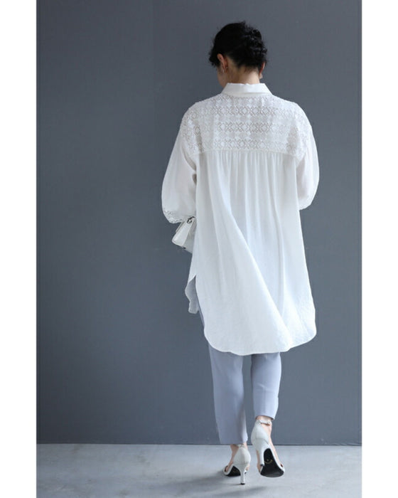 【セール商品返品交換不可】ボタンで簡単アレンジ２wayレースシャツ