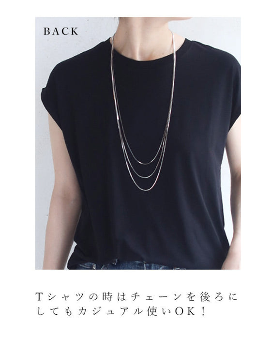 (シルバー)ドレスにもTシャツにも合う 3連煌めきネックレス