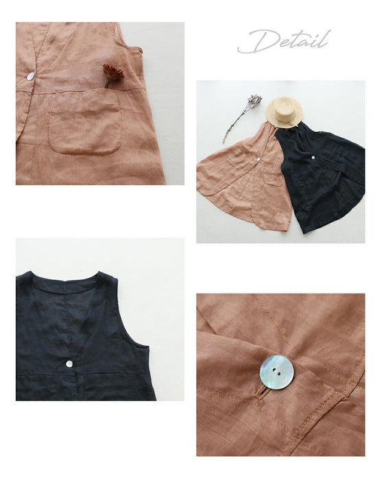 Shell button sheer vest (3 colors)