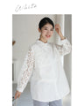 美しいカットワークの花レースシャツトップス