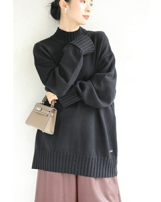 お尻まですっぽり隠す。ゆったりニットプルオーバートップス