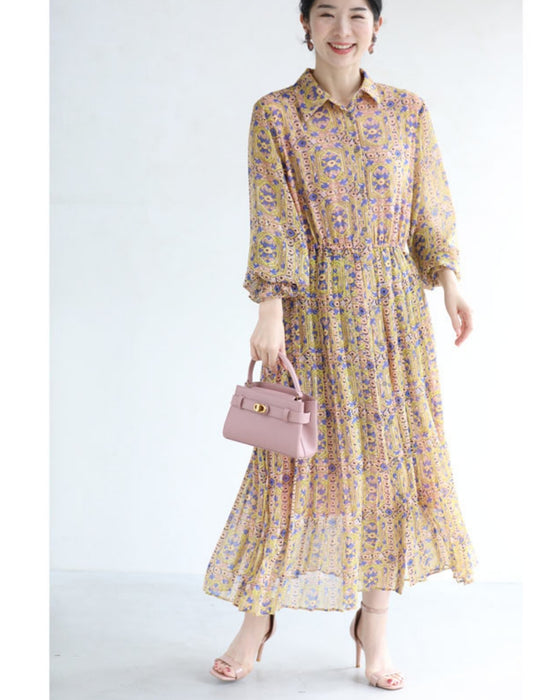 アールヌーヴォーな風が吹くプリーツワンピース