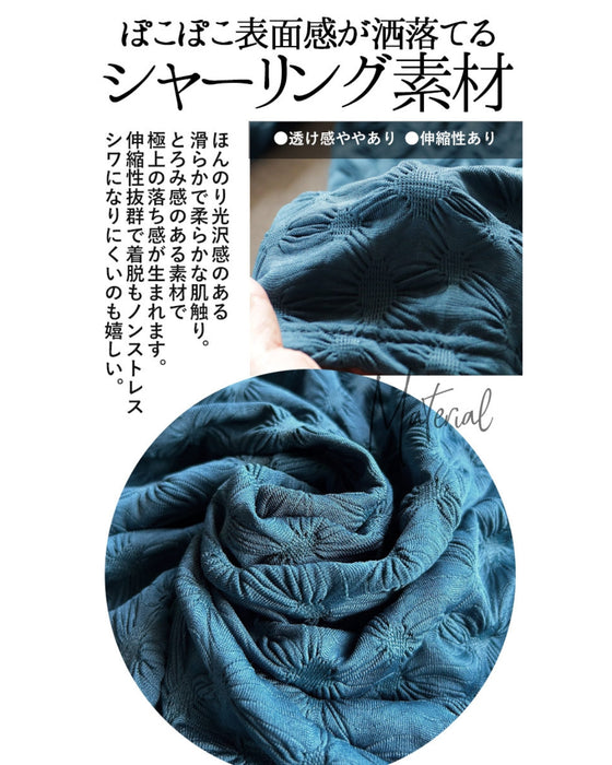 otona original tops: Floral shirring that can be the centerpiece of your outfit (blue)