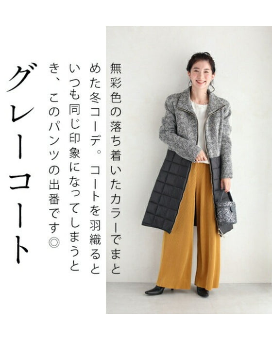 【アウトレット返品交換不可】コーデの幅が広がる。アコーディオンプリーツの脚長カラーパンツ