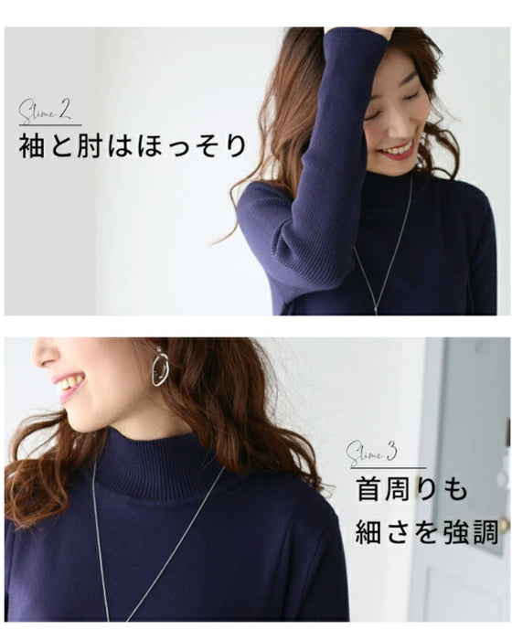 A loose, slender-looking long knit dress