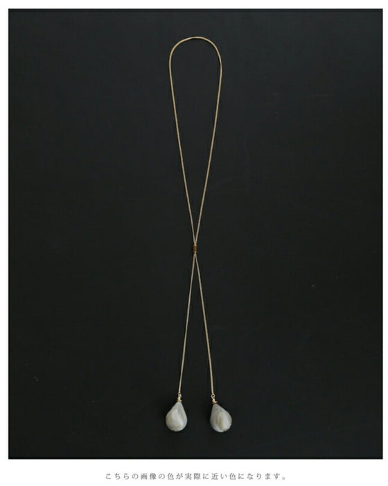 雫型マーブルストーンのループタイネックレス