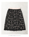【セール商品返品交換不可】浮かぶ黒花レースのミディアムスカート