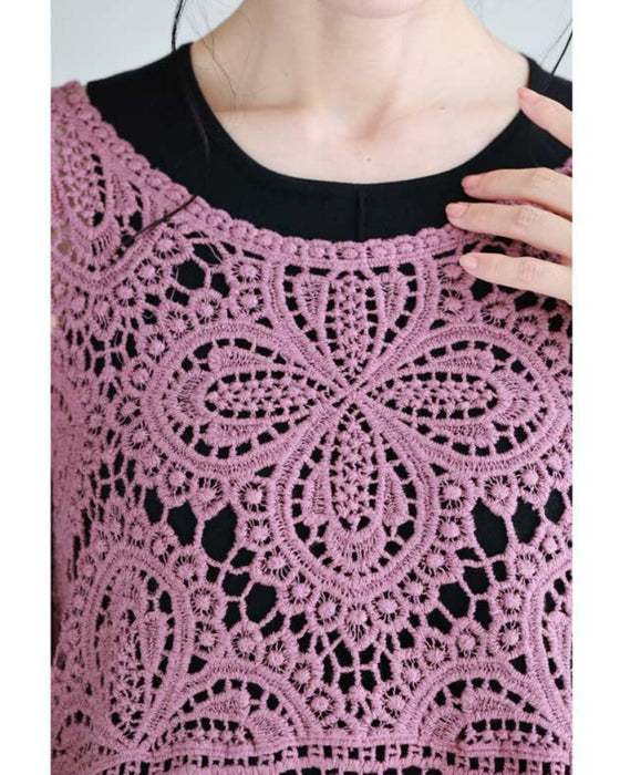 A two-piece set of a crochet top and a knit dress that will keep you cool and beautiful this summer