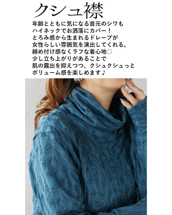 otona original tops: Floral shirring that can be the centerpiece of your outfit (blue)