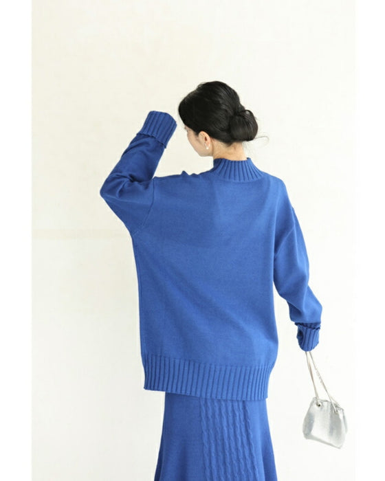 お尻まですっぽり隠す。ゆったりニットプルオーバートップス