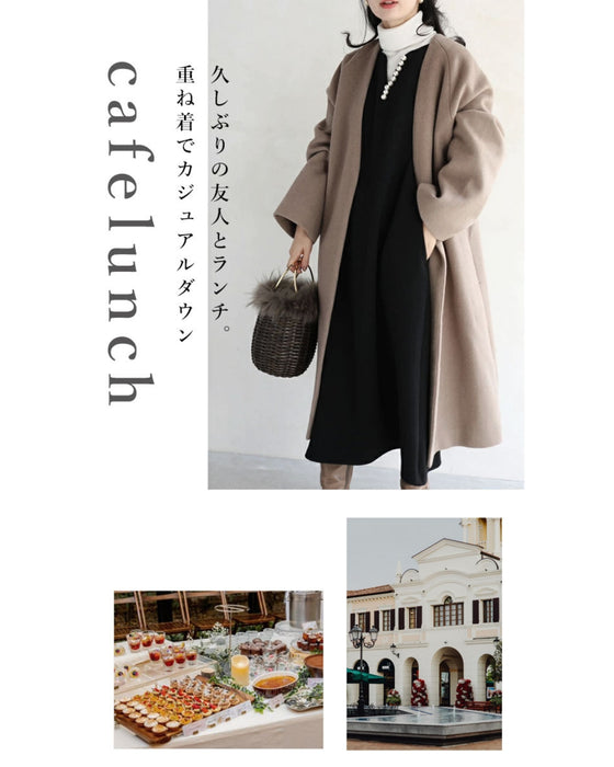 艶めくパールが流れるロングワンピース