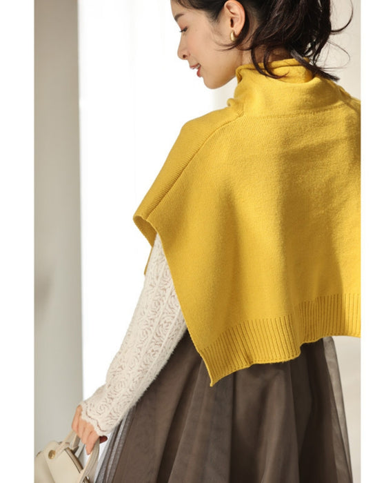 スタイルアップな短丈。重ね着用ニットプルオーバートップス