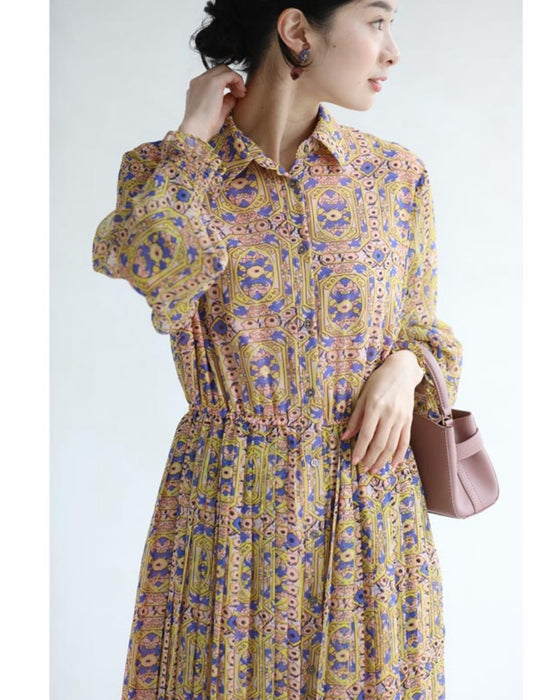 アールヌーヴォーな風が吹くプリーツワンピース