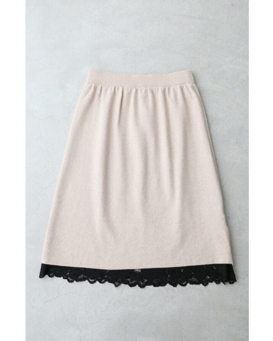 【セール商品返品交換不可】浮かぶ黒花レースのミディアムスカート
