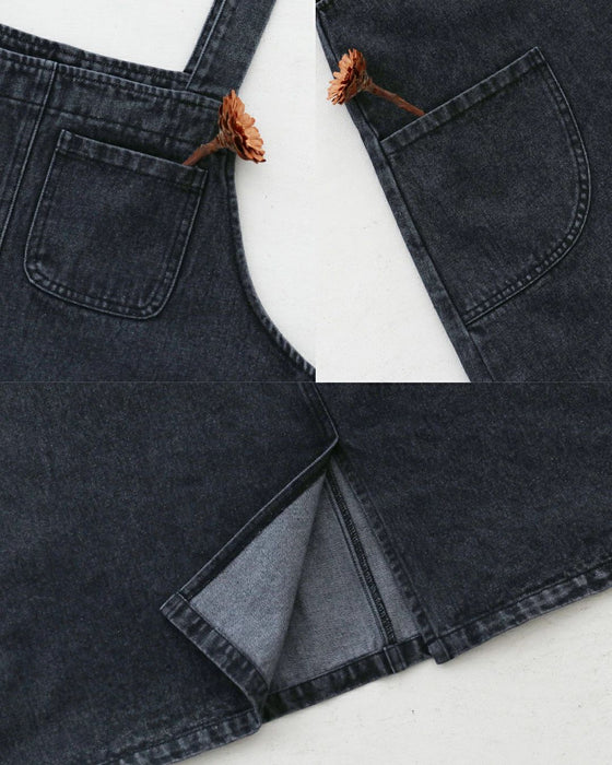 (Long length now available) The ultimate in comfortable denim jumper skirts