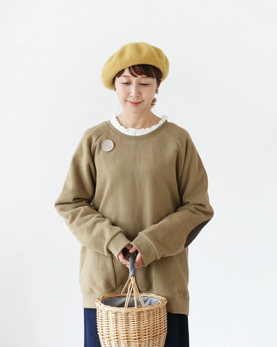 どこにもないアシンメトリー肘パッチトップス