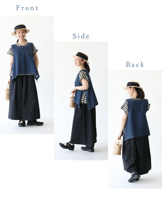 <2 colors available> Stylish hidden denim vest