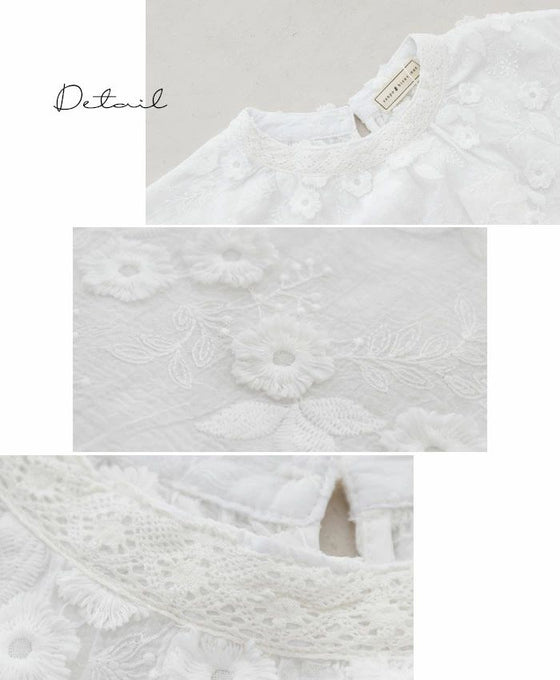 淡く儚い、立体花刺繍 ブラウス