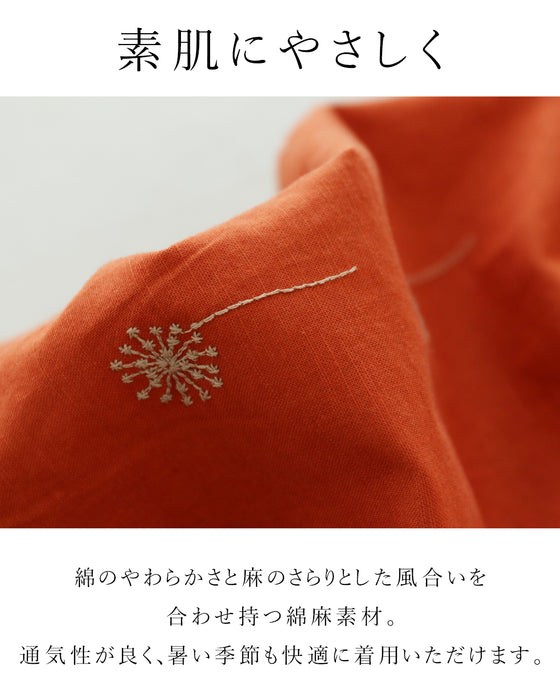 【S～3L対応】コーデに彩りを添える白花刺繍パンツ
