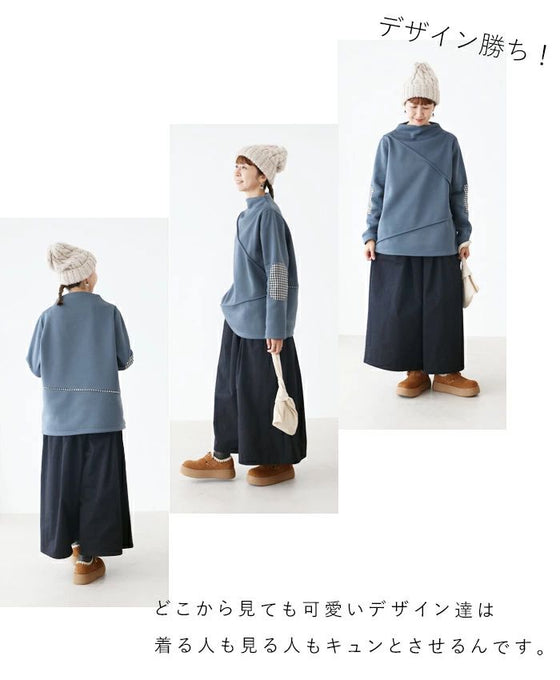 Checked elbow patch fleece top