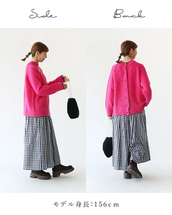 Knit cardigan with contrasting sleeves that can be worn front or back