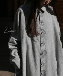  Embroidered Melange Long Shirt