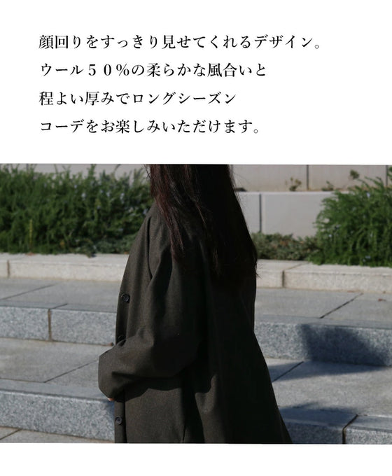 【SANPO LUSSO】ウール混カーキコート