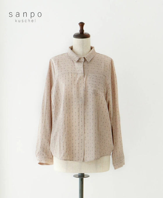 【アウトレット返品交換不可】ベージュストライプブラウス
