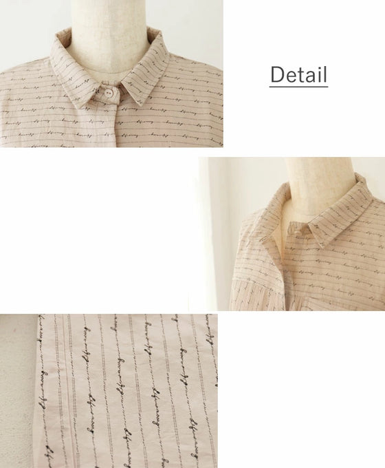 【アウトレット返品交換不可】ベージュストライプブラウス