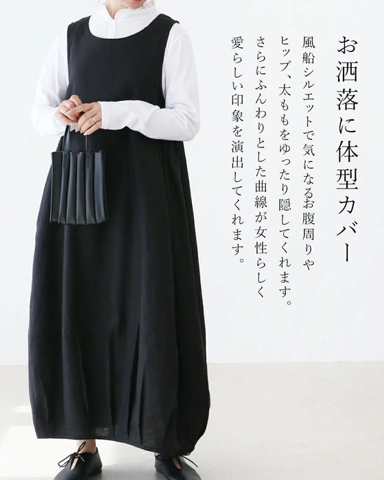 リネン素材のワンピース