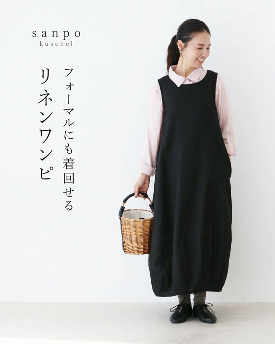 リネン素材のワンピース