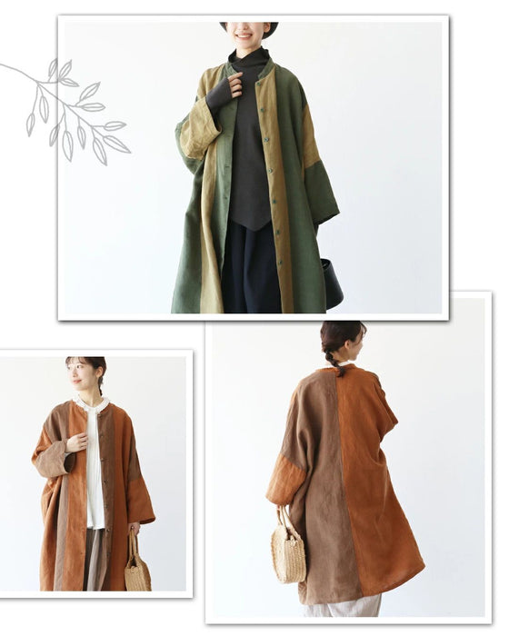 〈全2色〉リネンと配色羽織り