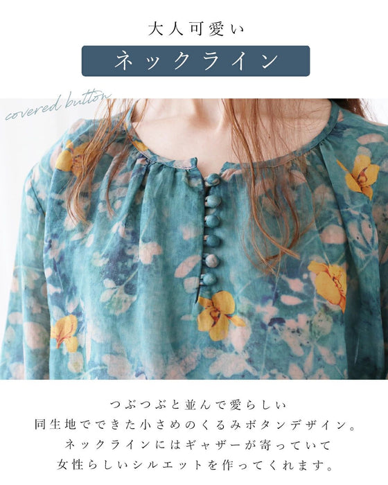 Love at first sight watercolor flower linen blouse top
