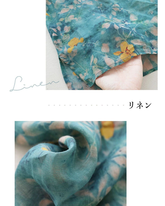 Love at first sight watercolor flower linen blouse top
