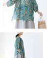 Love at first sight watercolor flower linen blouse top