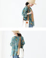 Love at first sight watercolor flower linen blouse top