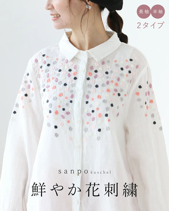 Vivid floral embroidered blouse