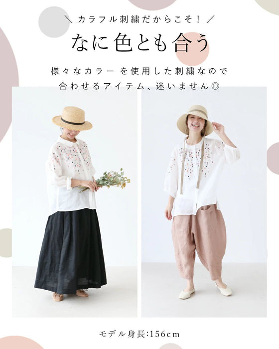 Vivid floral embroidered blouse