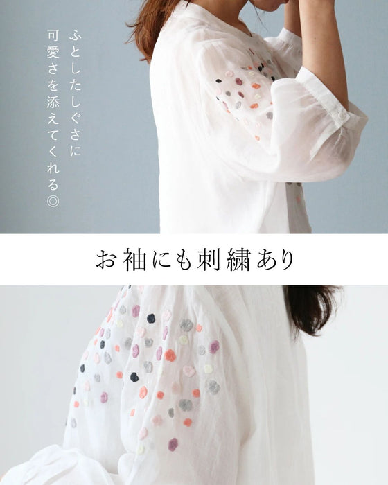 Vivid floral embroidered blouse