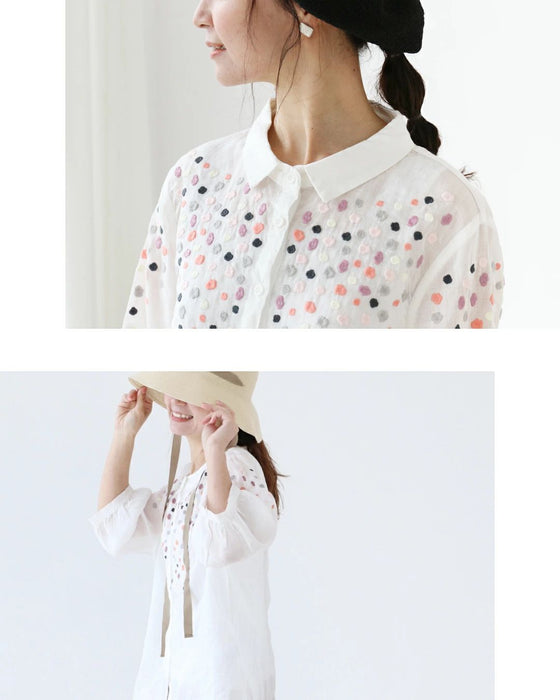 Vivid floral embroidered blouse
