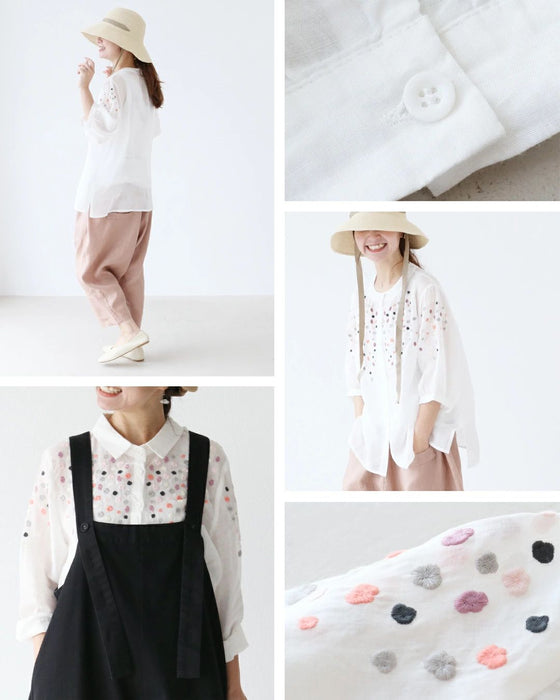 Vivid floral embroidered blouse