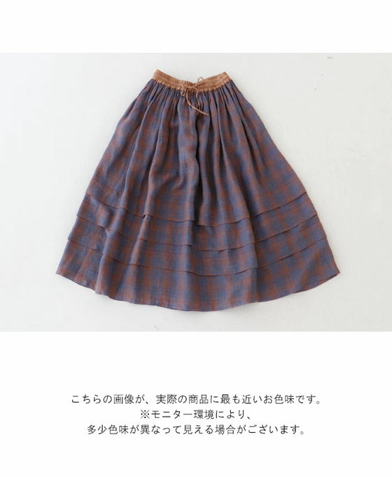 リネンチェックスカート