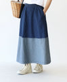 Color-coordinated denim skirt