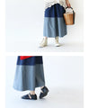 Color-coordinated denim skirt