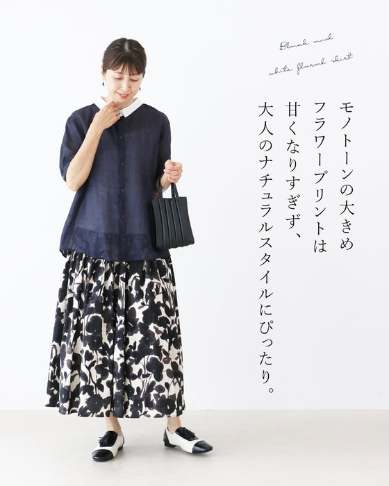Monochrome botanical skirt