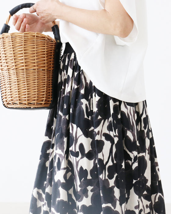 Monochrome botanical skirt