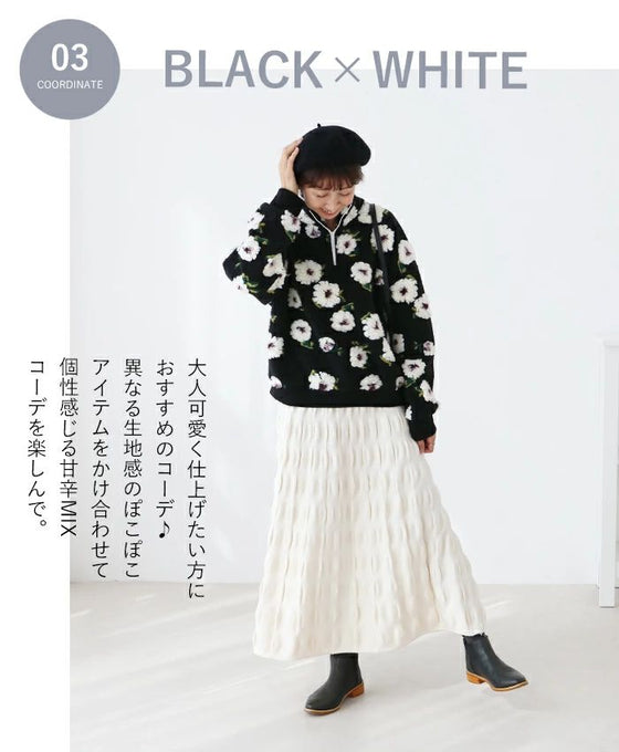 ぽこぽこ可愛いボア花トップス
