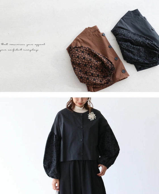 上品刺繍ぽわん袖 ジャケット